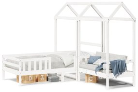 Giroletto Con Panca E Tetto Bianco 75x190cm Legno Massello Pino /