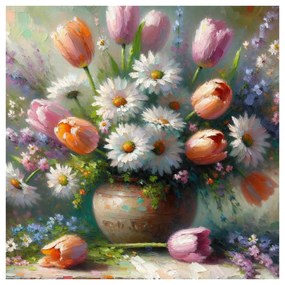 Quadro su tela – Fiori colorati in vaso