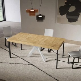 Consolle allungabile Libo Premium Small - Quercia natura gambe bianche 90x40/196 cm