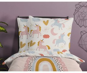 Set copripiumino e federa da bambini rosa in cotone per letto singolo 140x200 cm Unilove – Good Morning