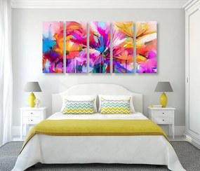 Quadri 5 pezzi – Fiori colorati astratti
