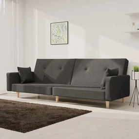 Divano Letto A 2 Posti Con 2 Cuscini Grigio Scuro İn Tessuto /