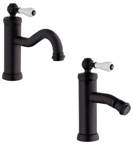 Coppia rubinetti serie Tosca lavabo e bidet Jacuzzi Rubinetteria nero opaco per piletta click clack