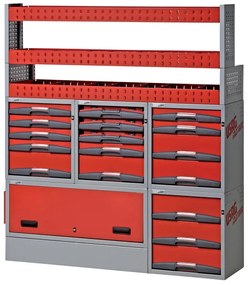 Armadietto da officina USAG Composizione per allestimento furgone in acciaio 8 cassetti 3 ripiani, L 148.5 x P 37.5 x H 168.8 cm