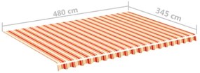 Tessuto di Ricambio per Tenda da Sole Giallo e Arancio 5x3,5 m