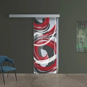 Porta scorrevole Energy in vetro, L 88 x H 215 cm, con binario Atelier argento