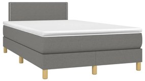 Letto a molle materasso e led grigio scuro 120x200cm in tessuto