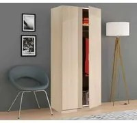 Guardaroba Orange, Armadio per camera da letto a 2 ante battenti, Mobile per camera da letto con 1 ripiano e barra appendiabiti, cm 82x52h180, Rovere