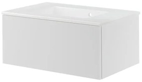 Mobile da bagno sotto lavabo Neo bianco laccato L 75 x H 32 x P 48 cm 1 cassetto, lavabo non incluso