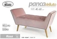 Panca retro in velluto rosa gambe in legno