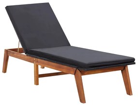 Sdraio con cuscino in polyrattan e legno massello di acacia