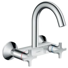 Rubinetto da cucina a collo di cigno Logis M32 argento cromato lucido HANSGROHE