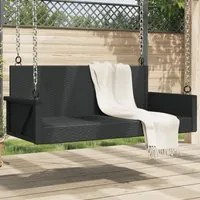 Panchina a Dondolo Nera 119x56x48 cm in Polyrattan 365625