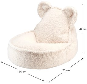 Pouf a sacco per bambini color crema con rivestimento in bouclé Bear – Wigiwama