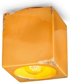 Plafoniera Vintage Cubo Ceramica Gialla 1 Luce E27