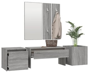 Set di mobili da corridoio grigio sonoma in legno multistrato