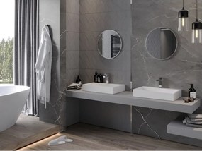 Mexen Loft specchio da bagno rotondo 50 cm, cornice inox - 9850-050-050-000-10