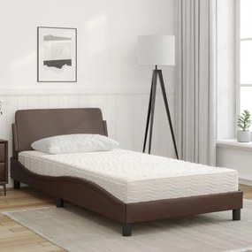 Letto con materasso marrone 100x200cm in similpelle