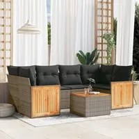 Set Divani da Giardino 7 pz con Cuscini Grigio in Polyrattan 3259883