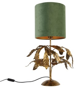 Lampada da tavolo vintage oro antico con paralume verde - Linden