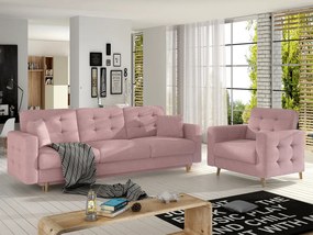 Salotto completo divano letto Zurigo - Tessuto rosa chiaro