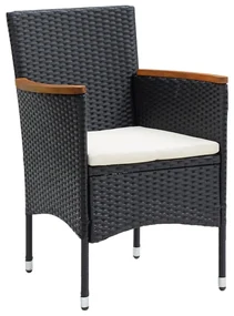 Set da pranzo da giardino 5 pz con cuscini nero