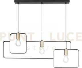 Lampadario a sospensione smith nera e oro 3 luci attacco e27 88,5x1...