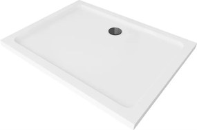 Mexen Flat piatto doccia rettangolare slim 100 x 80 cm, bianco, sifone nero - 40108010B