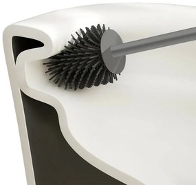 Scopino di ricambio per wc con setole in silicone grigio e manico in plastica