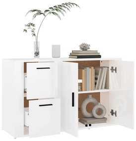 Credenza bianco lucido 100x33x59,5 cm in legno multistrato