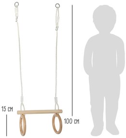 Trapezio di legno con anelli ginnici 2in1