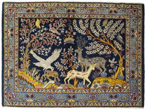 Kashan Tappeto persiano 100 x 70 Blu (Iran) Annodato A Mano