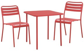 Set tavolo e sedie Cafe in acciaio rosso per 2 persone