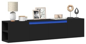 Mobile Tv A Parete Con Led Nero 180x31x39,5 Cm /