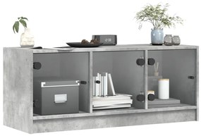 Mobile porta tv con ante in vetro grigio cemento 102x37x42 cm