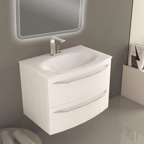 Mobile sottolavabo e lavabo Lyla per vasca centrale frassino bianco L 75 x H 55 x P 51 cm