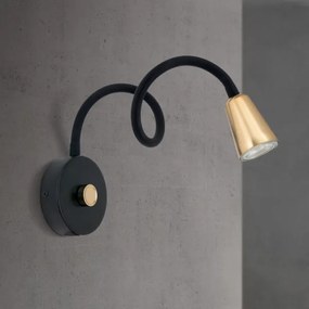 Orion - Lampada da parete flessibile dimmerabile DOTTY 1xGU10/10W/230V nera/ottone
