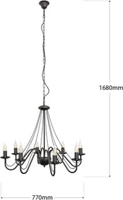 Lampadario a catena MALBO 8xE14/10W/230V nero