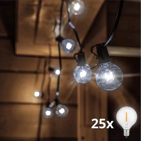 Brilagi - catena decorativa LED da esterno GIRLANDA 25xE12 20m IP44 bianco freddo