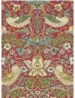 Morris & Co Carta da parati Strawberry Thief - Crimson/ Slate
