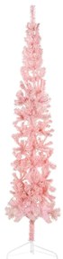 Albero Natale Artificiale Sottile A Metà E Supporto Rosa 210 Cm /