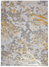 Tappeto semplice e moderno in grigio con motivo oro Larghezza: 160 cm | Lunghezza: 230 cm