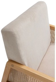 Poltrona con trama beige con rivestimento in velluto a coste Debra – Marckeric