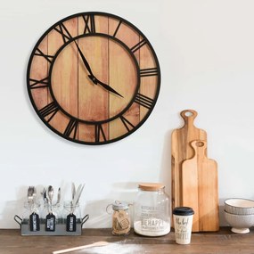 Orologio Da Parete 39 Cm Marrone E Nero İn Mdf E Ferro /