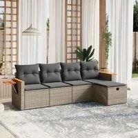 Set Divano da Giardino 5 pz con Cuscini Grigio in Polyrattan 3265505