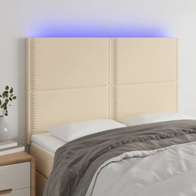Testiera A Led Crema 144x5x118/128 Cm İn Tessuto /