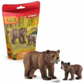 Statua Schleich 42473 Maman grizzly avec ourson Plastica