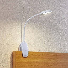 Lampada con morsetto Prios LED Najari, bianca, batteria ricaricabile, USB,