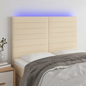 Testiera A Led Crema 144x5x118/128 Cm İn Tessuto /