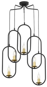 Jupiter 1811 - PI5 E14 - Lampadario a sospensione con filo PONTI 5xE14/40W/230V nero